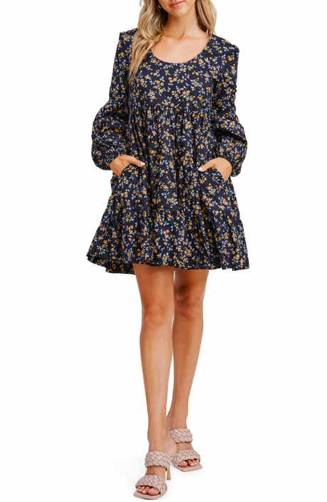 En Saison Tiered Long Sleeve Minidress