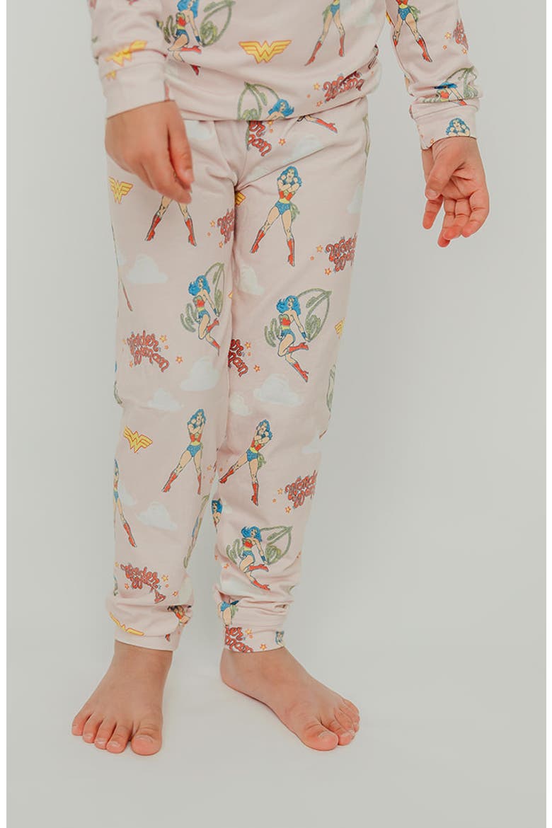 Wonder Woman Fitted Two-Piece Pajamas, Alternate, color, WONDER WOMAN