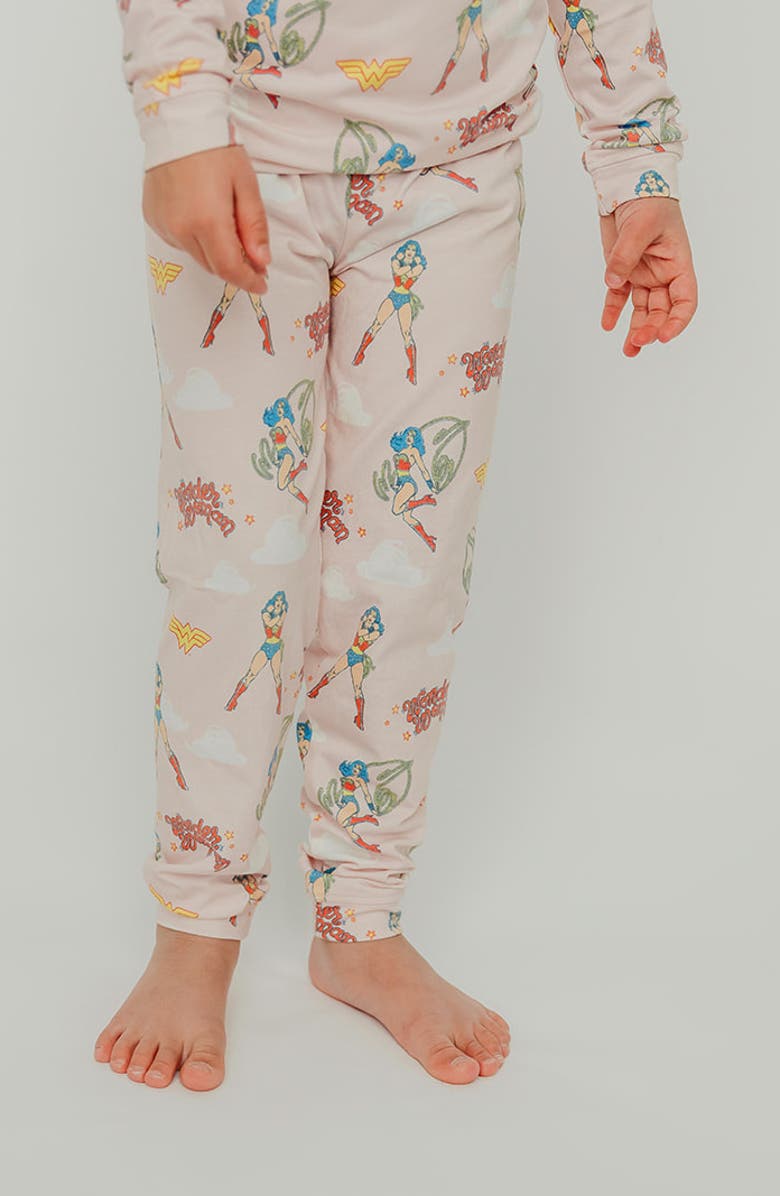 Copper Pearl Wonder Woman Fitted Two-Piece Pajamas, Alternate, color, Wonder Woman
