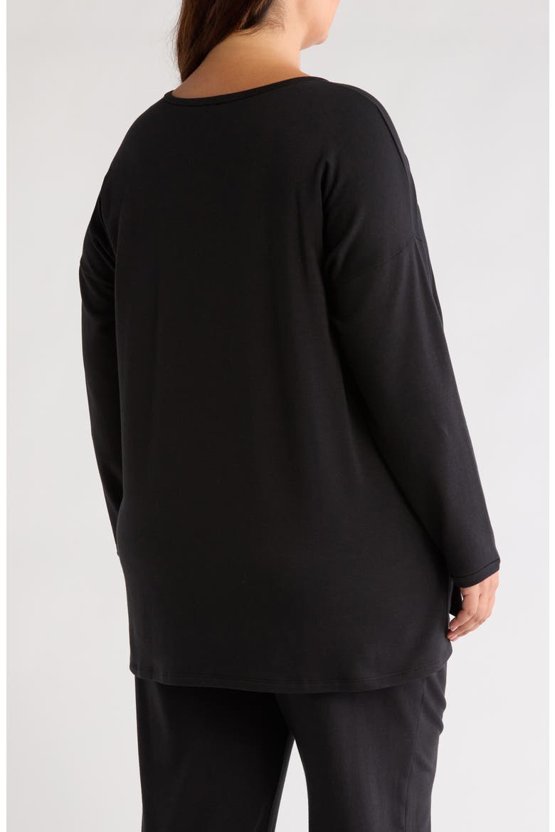 Crewneck Long Sleeve Longline Top, Alternate, color, BLACK