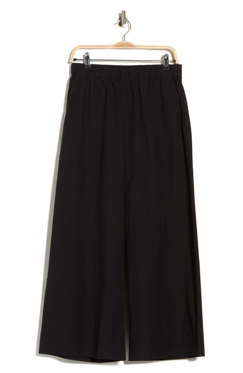 Eileen Fisher Organic Cotton Wide Ankle Length Pants, Main, color, Black