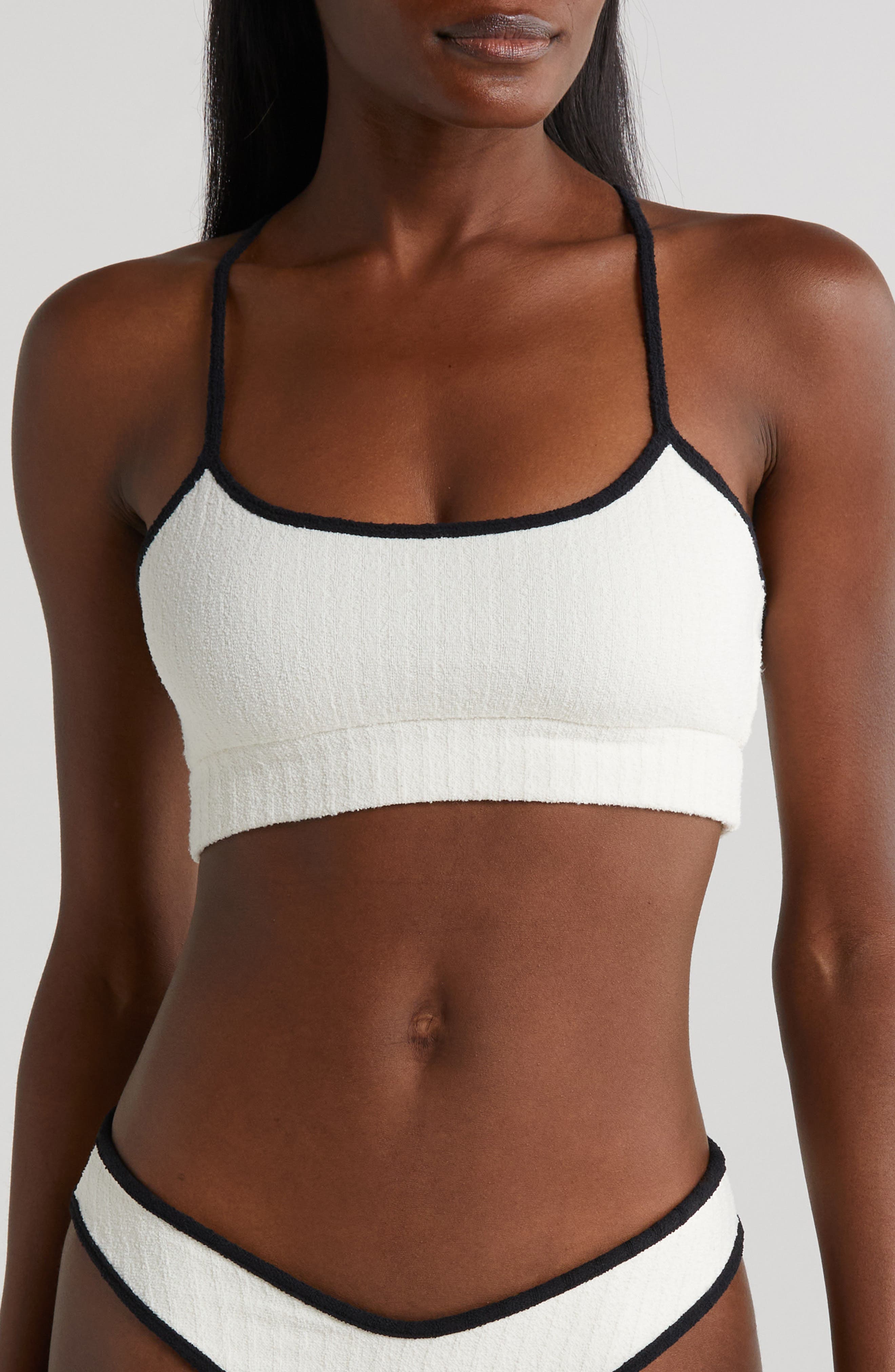 selected CREAM TERRY RIB BLACK BINDED