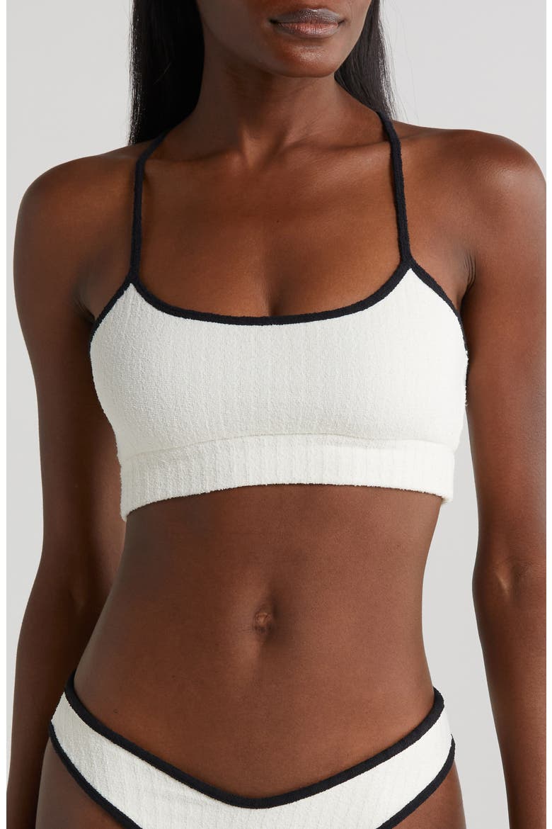 Simple Rib Terry Bikini Top, Main, color, CREAM TERRY RIB BLACK BINDED