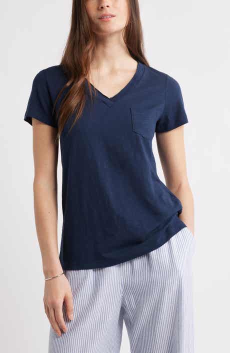 Caslon® Cotton & Modal V-Neck T-Shirt