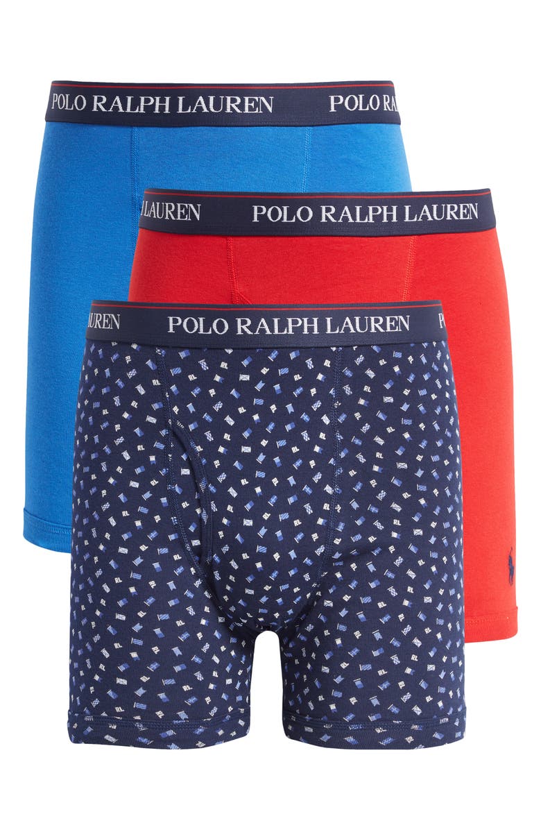 Polo Ralph Lauren Assorted 3-Pack Classic Cotton Boxer Briefs, Alternate, color, 