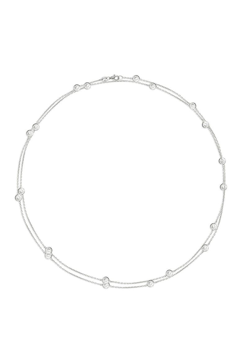 Sterling Silver Cubic Zirconia Station Wrap Long Necklace, Main, color, SILVER