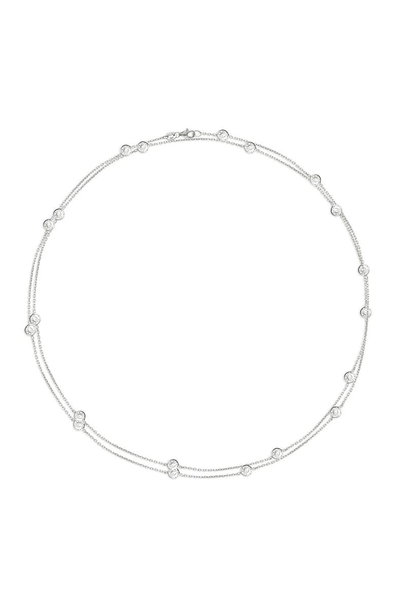 GABI RIELLE Sterling Silver Cubic Zirconia Station Wrap Long Necklace, Main, color, Silver