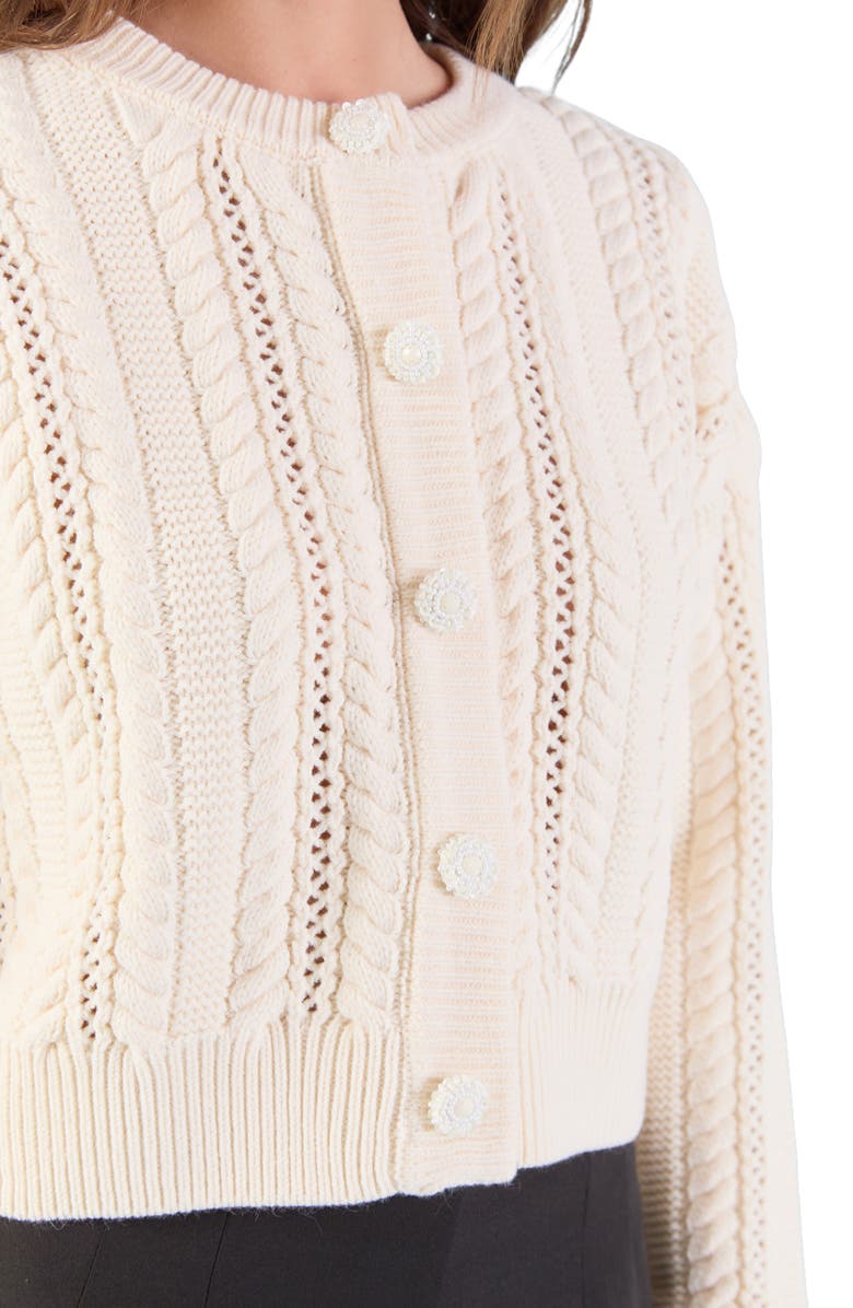Endless Rose Cable Stitch Cardigan, Alternate, color, Cream
