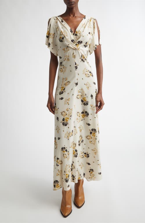 Isabel Marant Falja Floral Stretch Silk A-Line Dress in Ecru at Nordstrom, Size 34