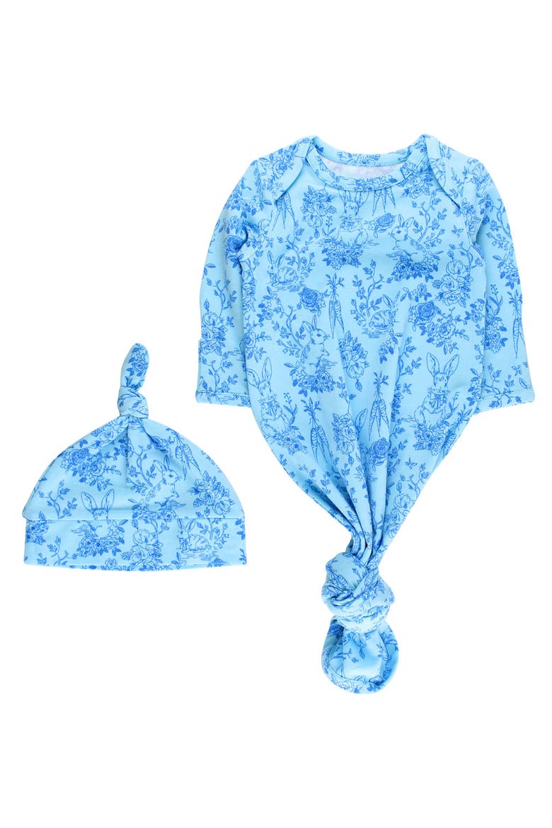 Modal Blend Knotted Sleep Gown & Hat Set, Main, color, Blue Cottontail Toile