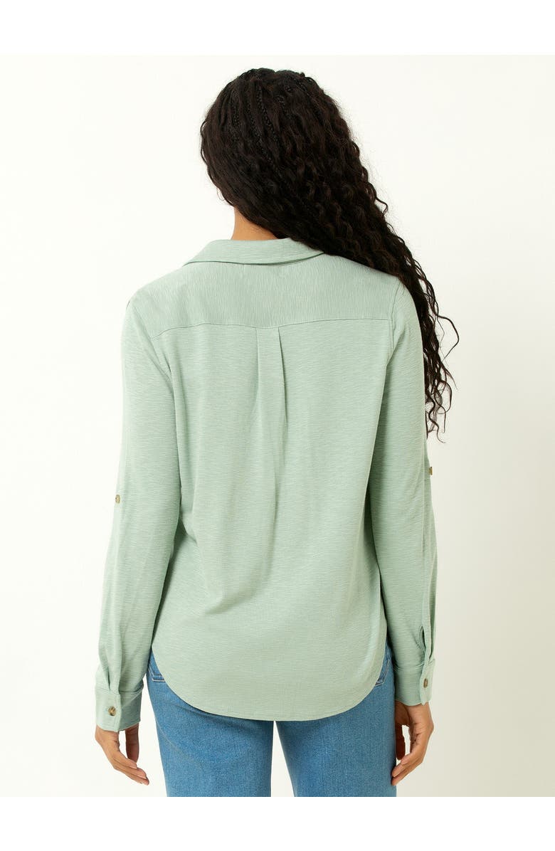 Single Stitch Knit Button-Up Shirt, Alternate, color, Hunter Green