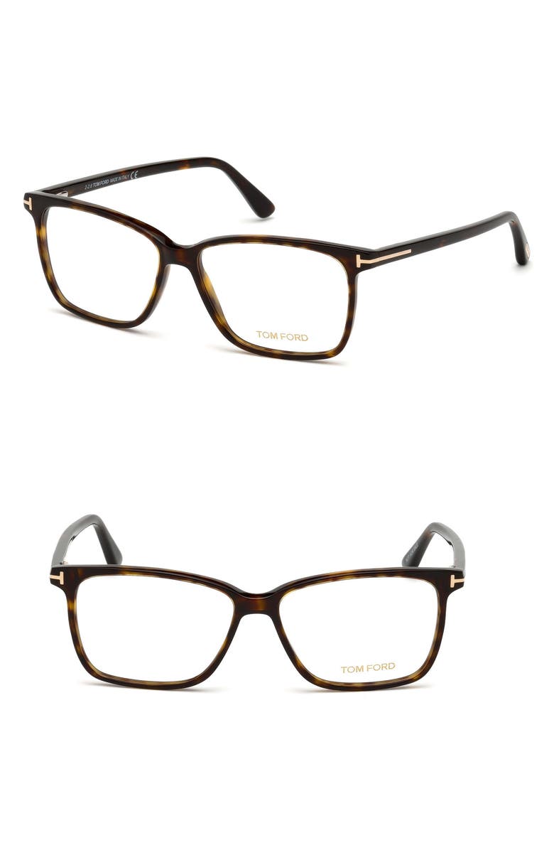 TOM FORD 55mm Soft Square Optical Glasses, Main, color, Blndhav