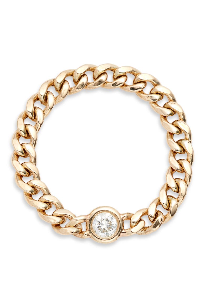 Diamond Curb Chain Ring, Main, color, YELLOW GOLD/ DIAMOND
