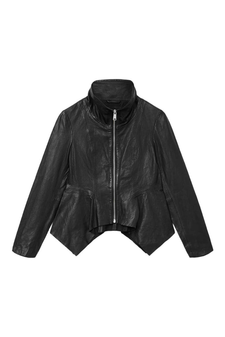 Grace Leather Biker Jacket, Alternate, color, BLACK