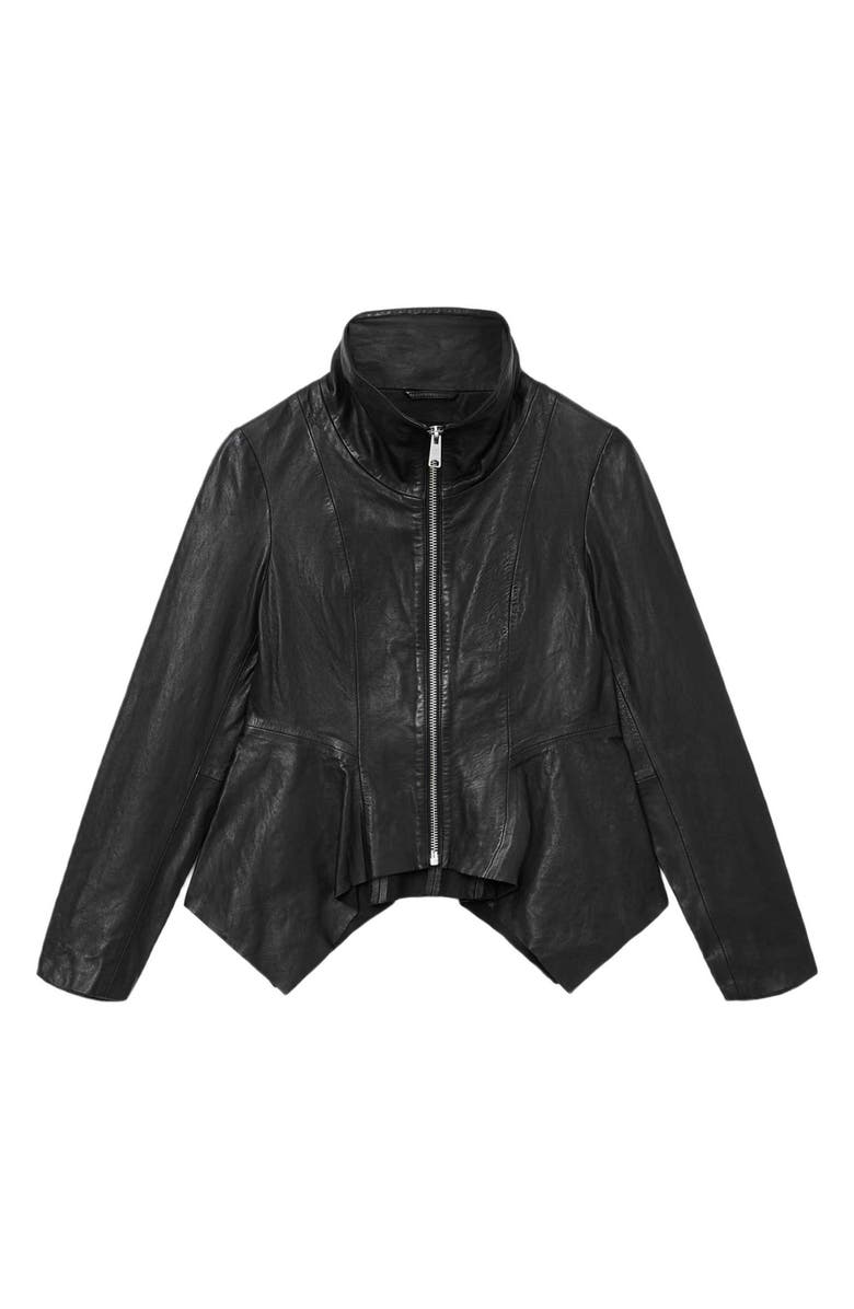 AllSaints Grace Leather Biker Jacket, Alternate, color, Black