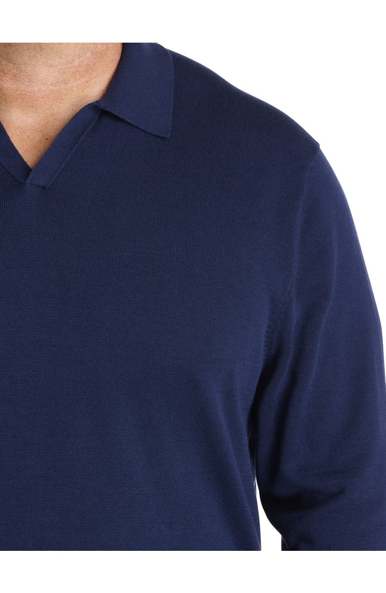 Oak Hill by DXL Big & Tall Notched Polo Sweater, Alternate, color, Pageant Blue