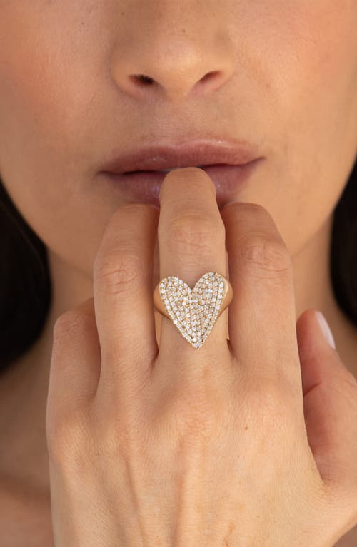 Sheryl Lowe Diamond Folded Heart Ring In Gold