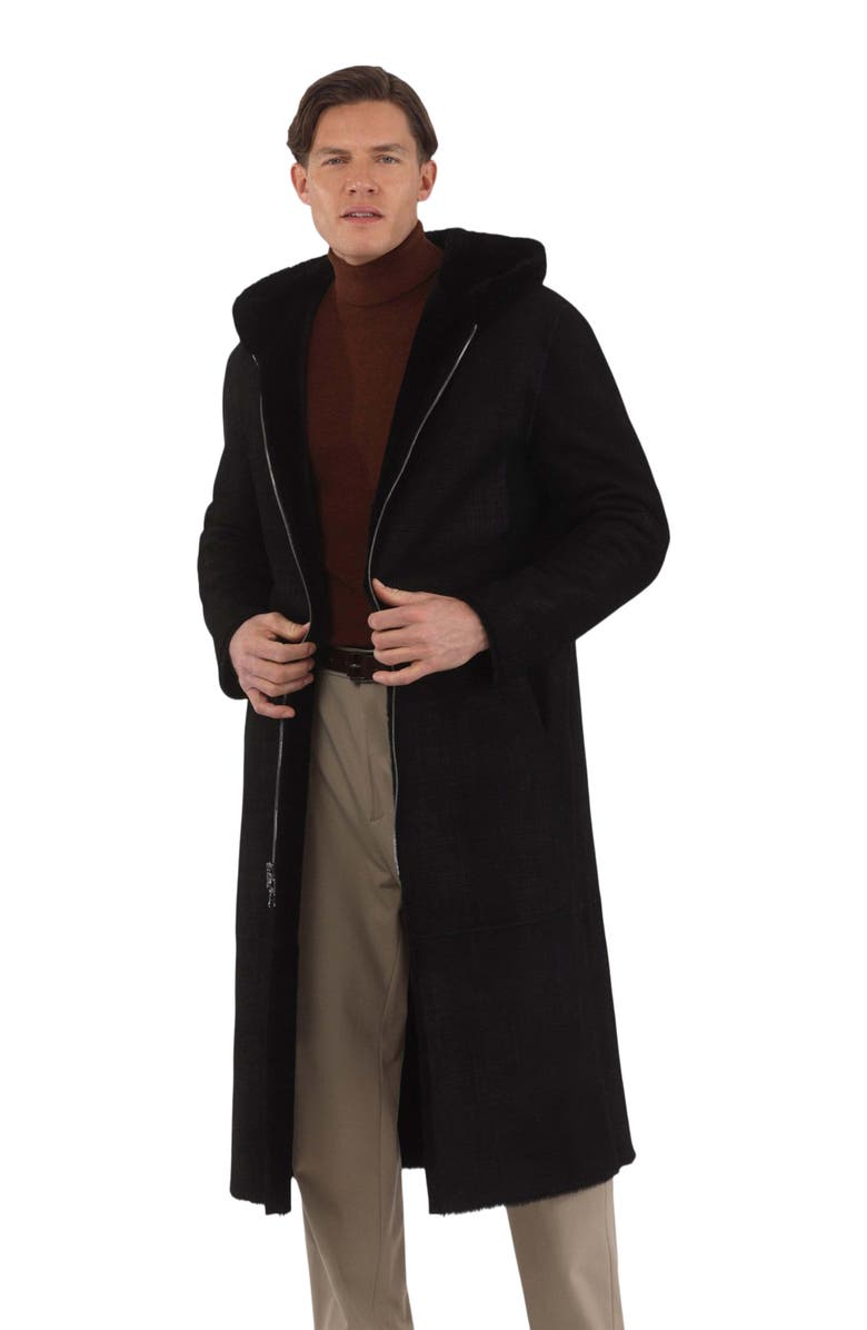 GORSKI Reversible Merino Shearling Lamb Parka, Alternate, color, Black Pattern/Black