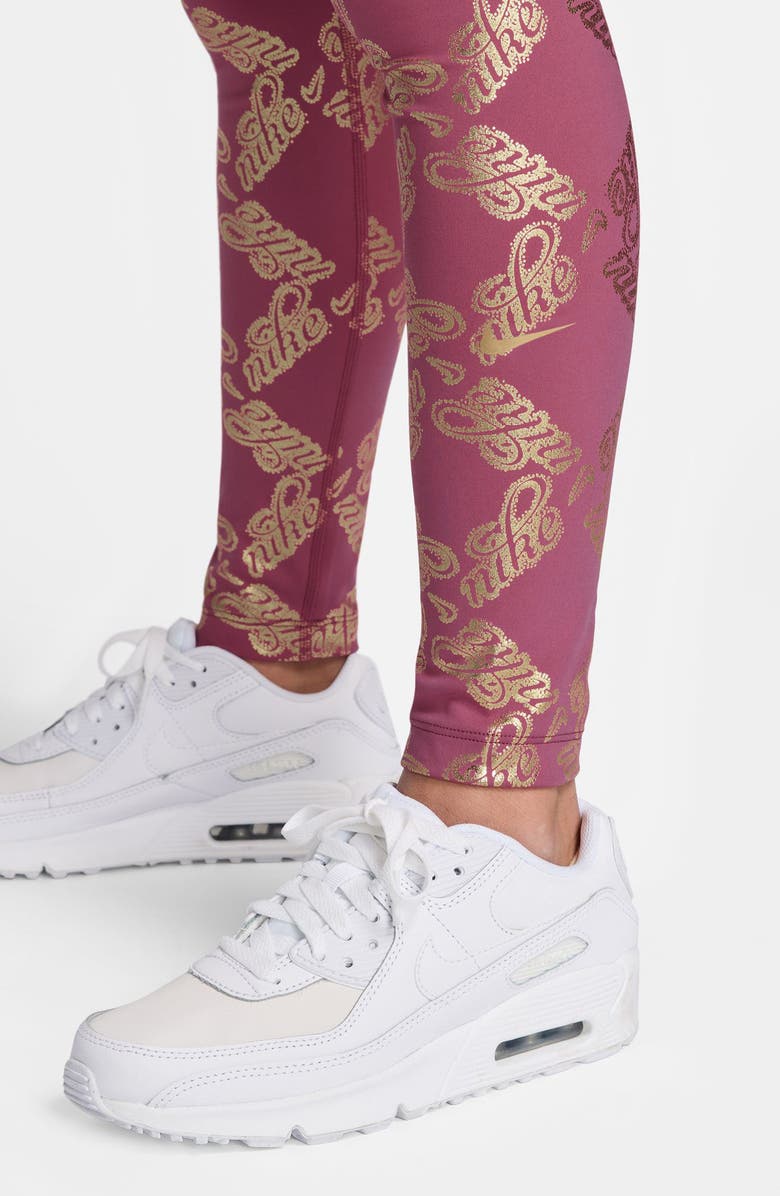Nike Kids' Dri-FIT Tights, Alternate, color, 634 Sweet Beet/Metallic Gold