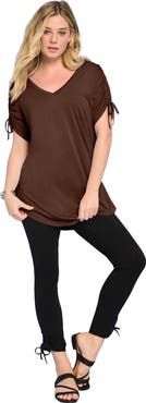 Roaman's Plus Size Ruched Sleeve Ultra Drape Tunic