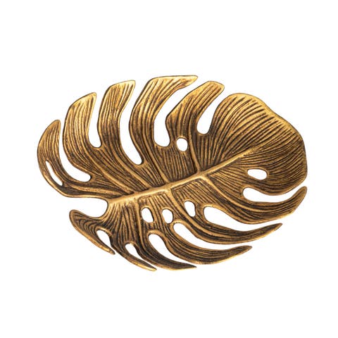 Antique Monstera Leaf Elegance, Gold