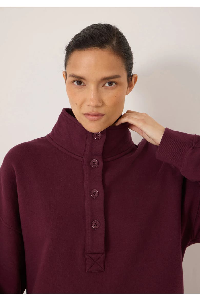 Hendrix Half Placket Sweatshirt, Alternate, color, Burgundy Red
