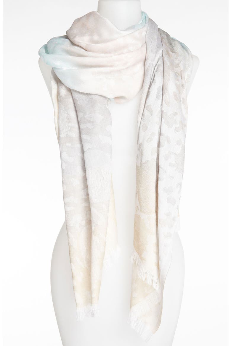 Skull & Animal Print Scarf, Main, color, WHITE