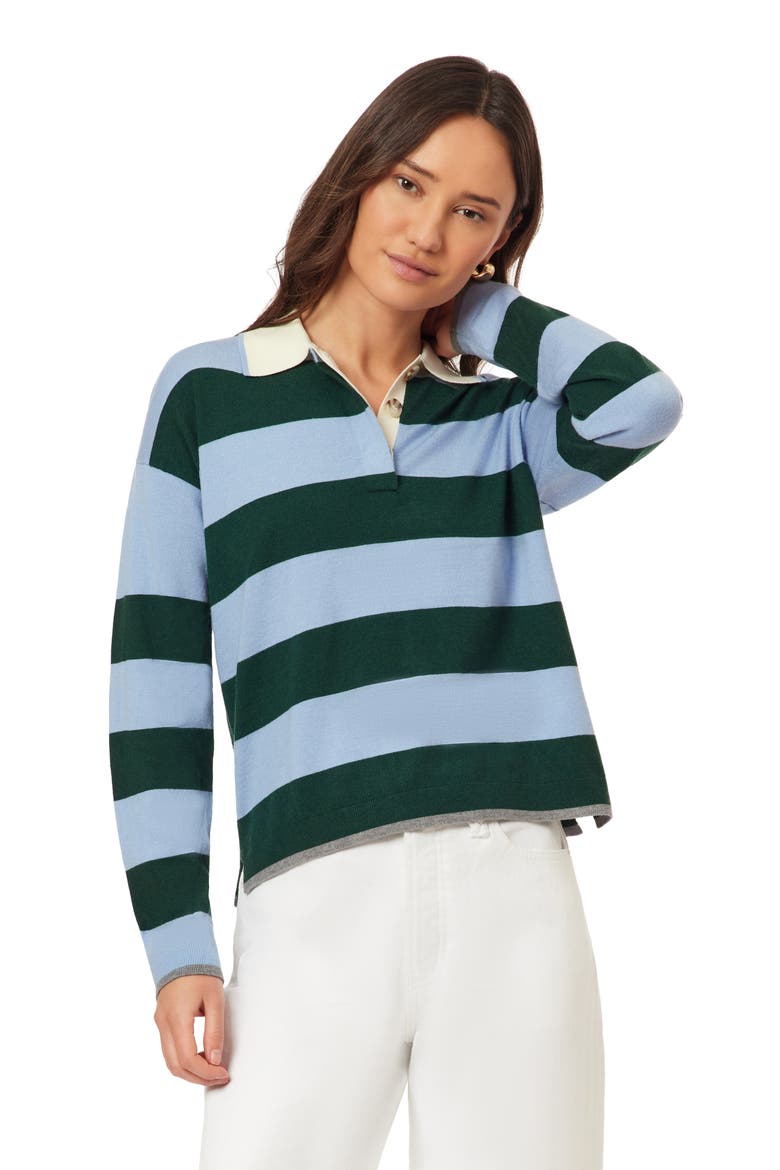 Stripe Polo Sweater, Alternate, color, RIVERIA/ EDEN