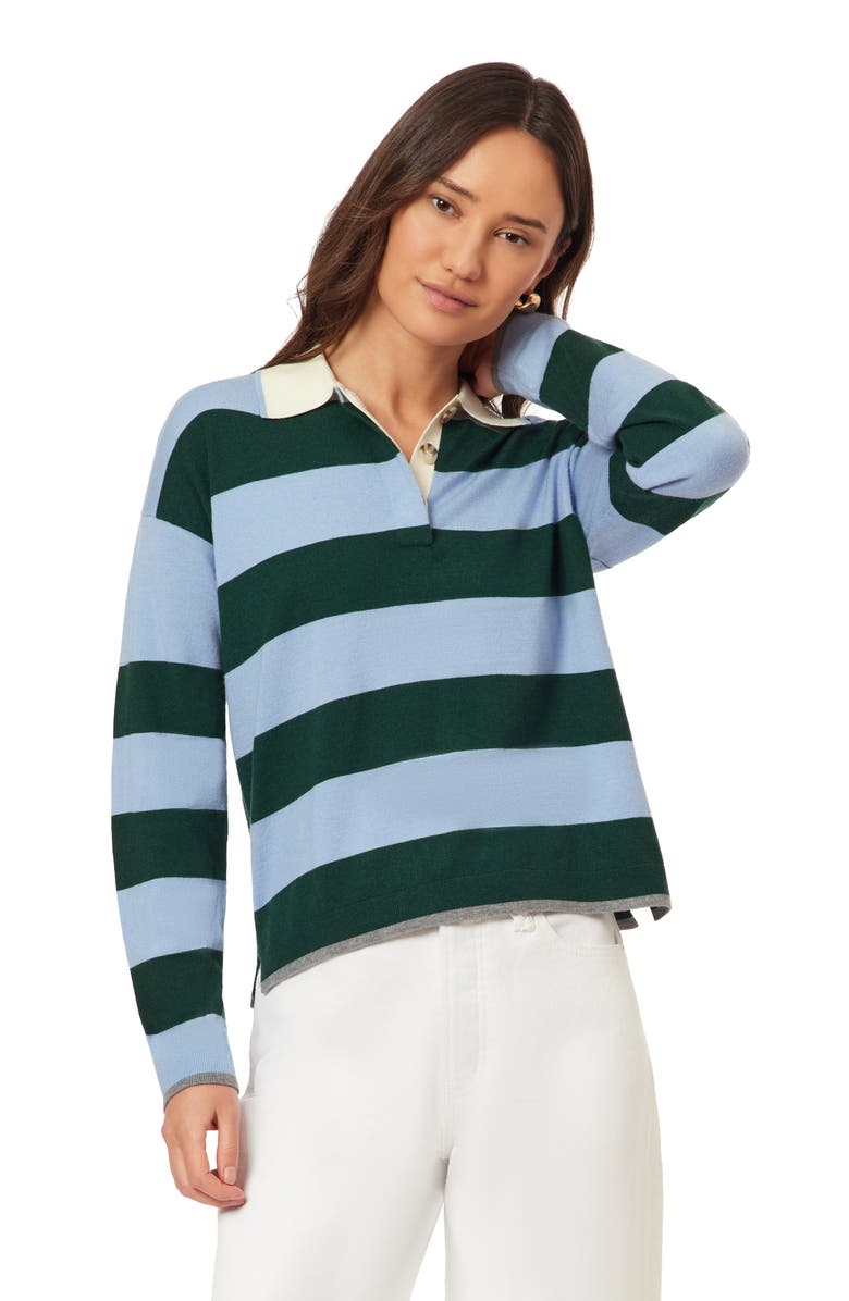 Scotch & Soda Stripe Polo Sweater, Alternate, color, Riveria/ Eden