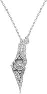ALLUREZ Diamond Jewish Star Israel Map Pendant Necklace 14K