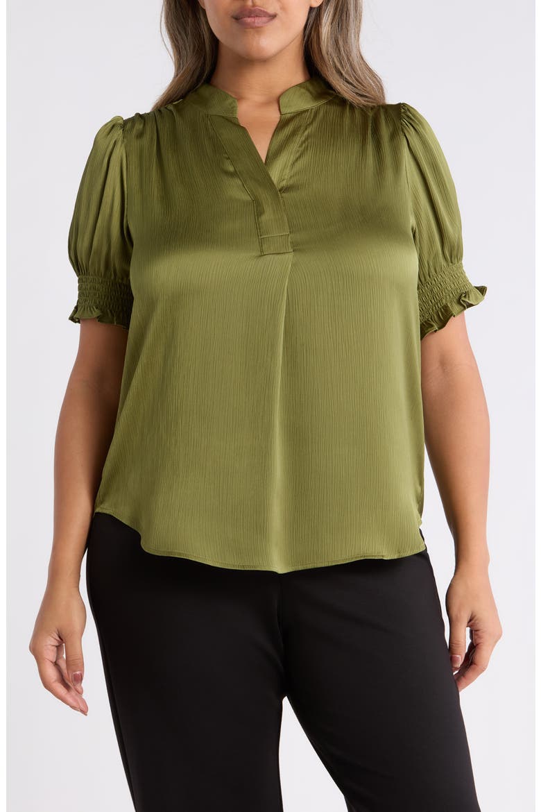 Crinkled Satin Top, Main, color, BAY LEAF