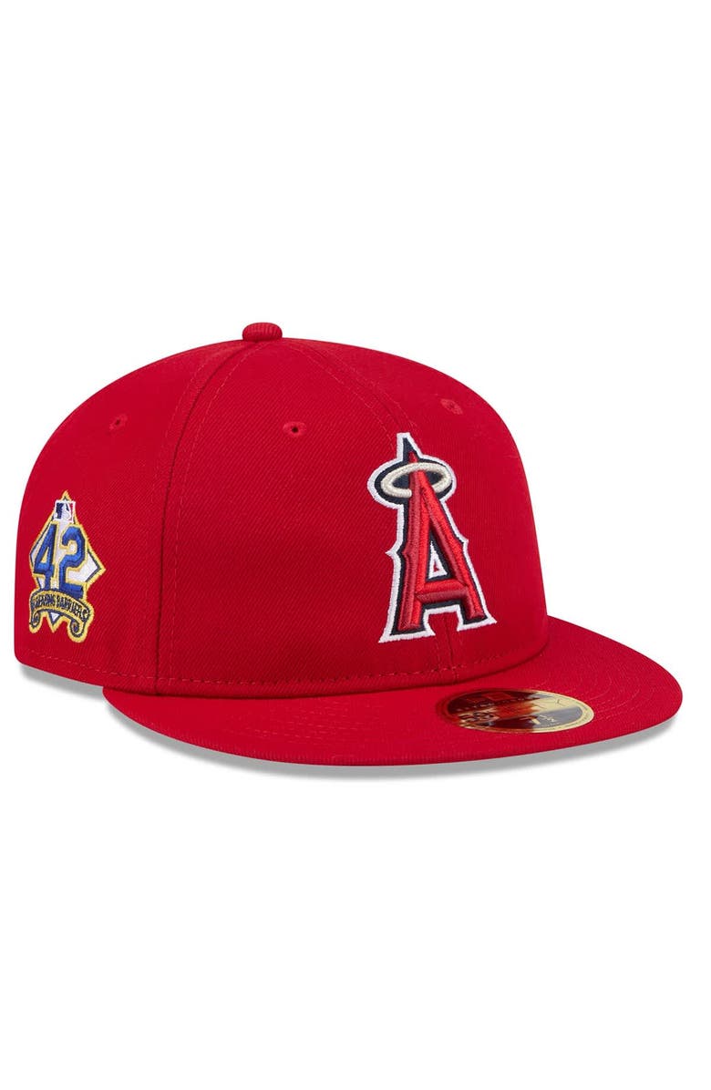 New Era Men's New Era Red Los Angeles Angels 2025 Jackie Robinson Day Retro Crown 59FIFTY Unstructured Fitted Hat, Main, color, Red