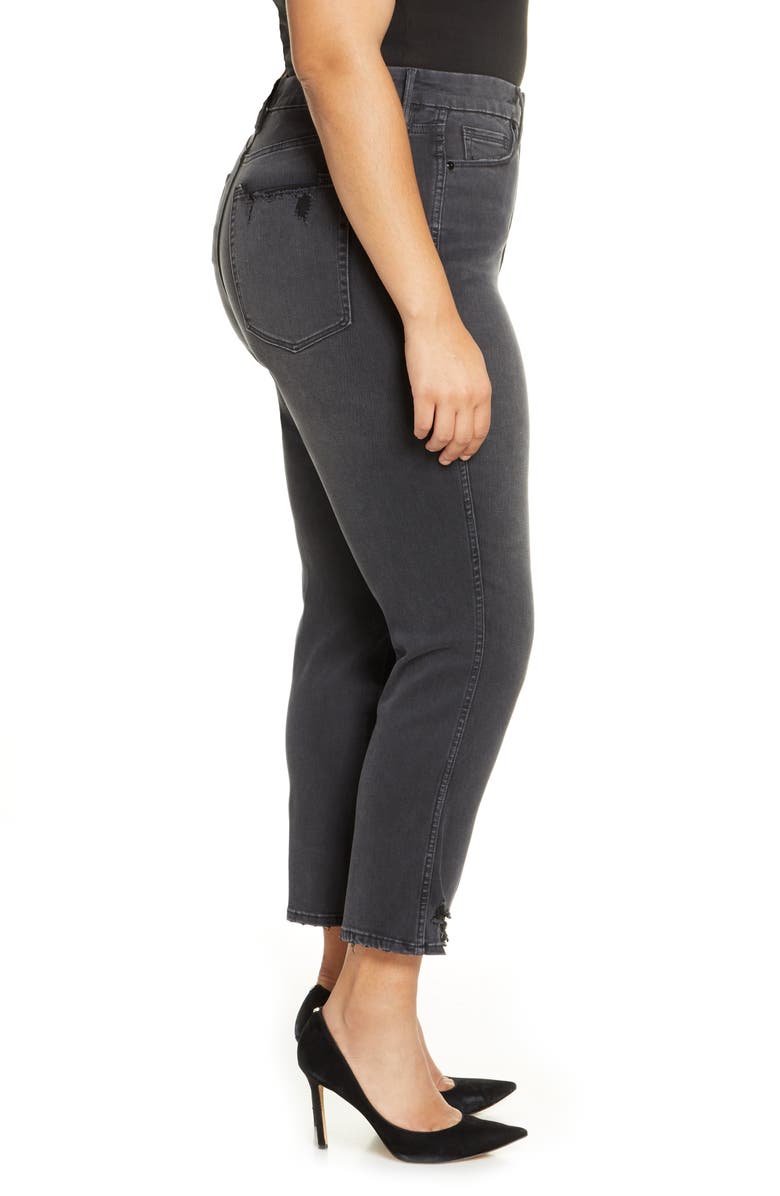 Good American Good Straight Destroyed Hem Straight Leg Jeans, Alternate, color, 