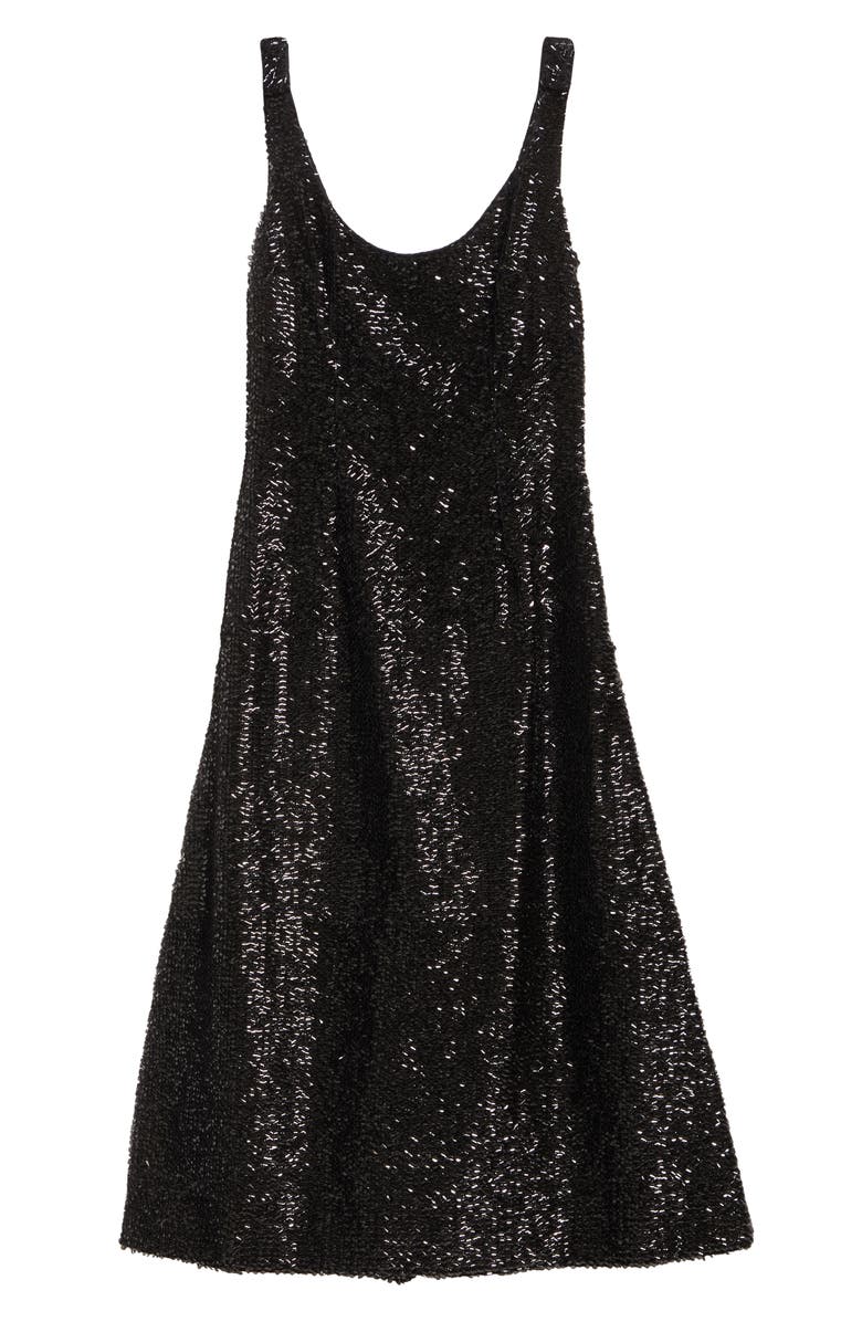 Emilia Wickstead Tippini Textured Sequin Sleeveless Midi Evening Dress, Alternate, color, Black