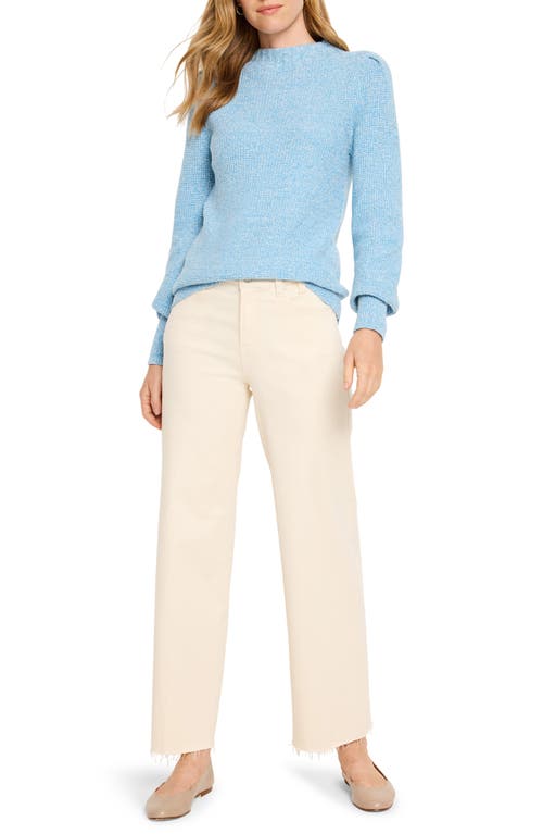 Nic + Zoe Nic+zoe Waffle Stitch Crewneck Sweater In Blue Jewel