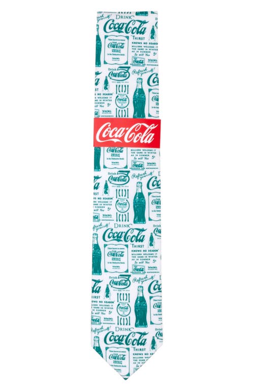 Cufflinks, Inc . Coca-cola® Green Bottle Cotton Tie In White