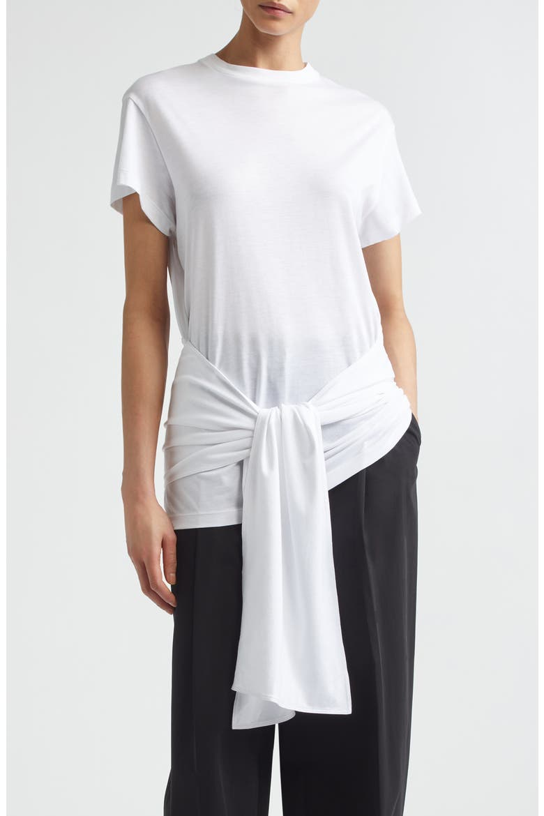 Tie Waist Jersey T-Shirt, Alternate, color, WHITE