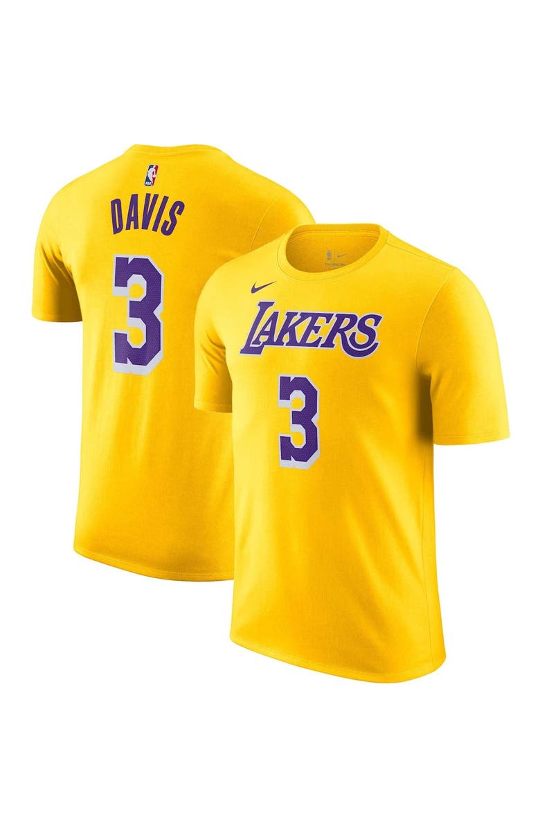 Nike Men's Nike Anthony Davis Gold Los Angeles Lakers Icon 2022/23 Name & Number T-Shirt, Main, color, 