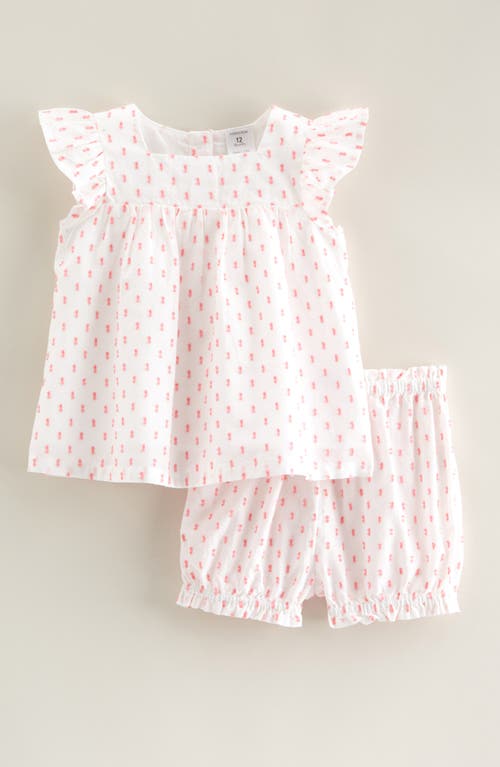 Nordstrom Square Neck Cotton Flutter Top & Shorts Set In Pink