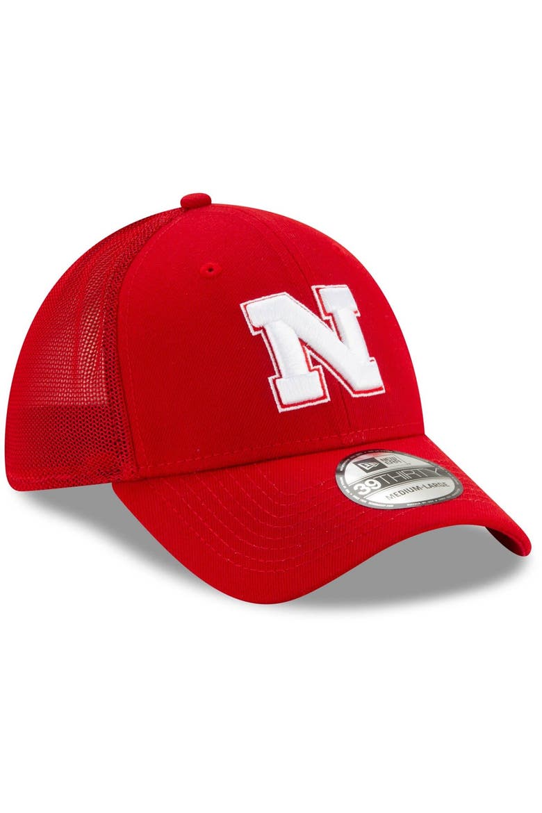 Men's New Era Scarlet Nebraska Huskers Team Mesh 39THIRTY Flex Hat, Alternate, color, Scarlet