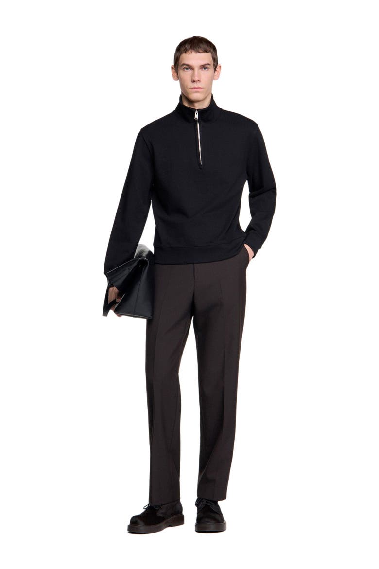 Boxy sweater with standing collar, Alternate, color, Black