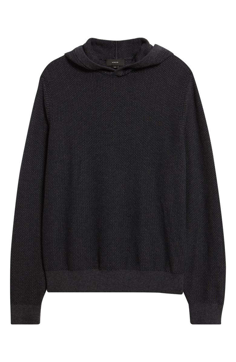 Vince Geometric Jacquard Wool & Cashmere Blend Hoodie, Alternate, color, Coastal/ Medium Heather Grey