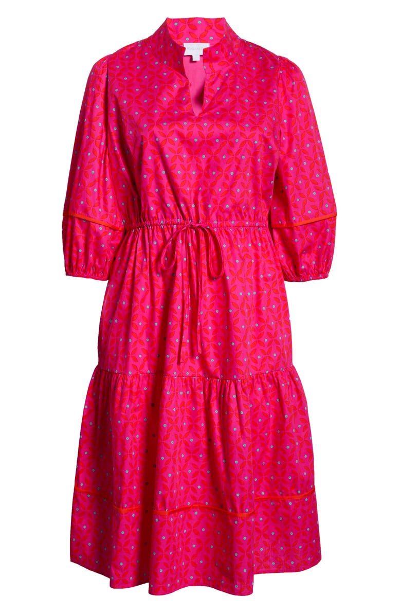 SUGARLIPS Vaila Floral Puff Sleeve Tiered Cotton Dress, Alternate, color, Fuchsia-Red-Multi