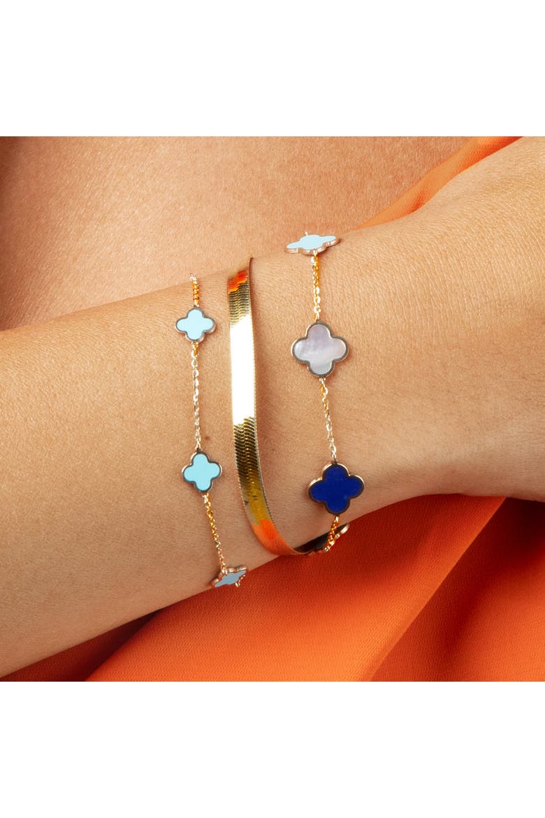 Small Blue Mixed Clover Bracelet, Alternate, color, Blue Mixed