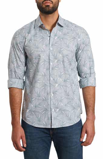 Jared Lang Trim Fit Monstera Leaf Pima Cotton Button-Up Shirt