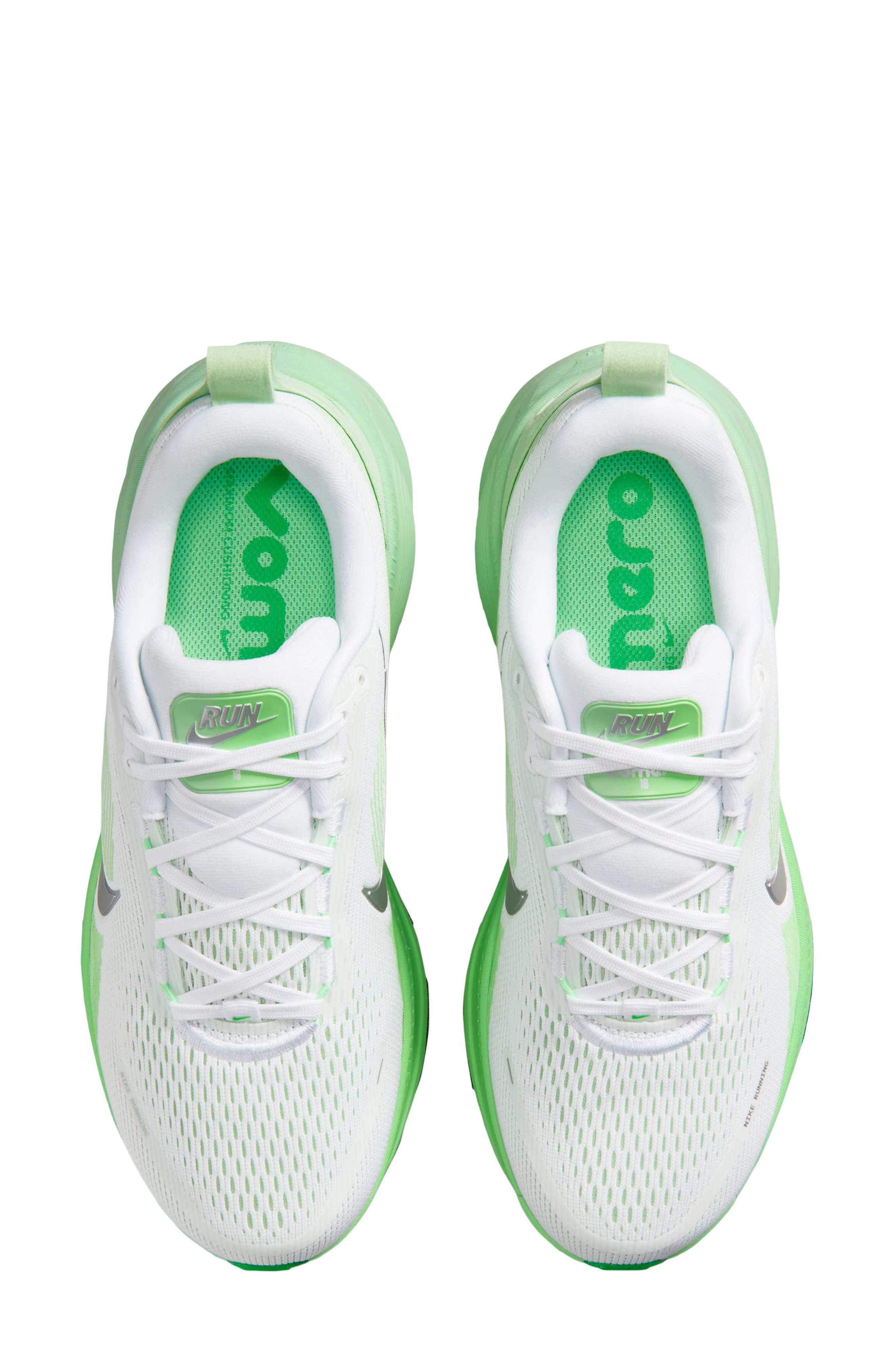 Vomero 18 Running Shoe, Alternate, color, WHITE/ GREEN/ SILVER