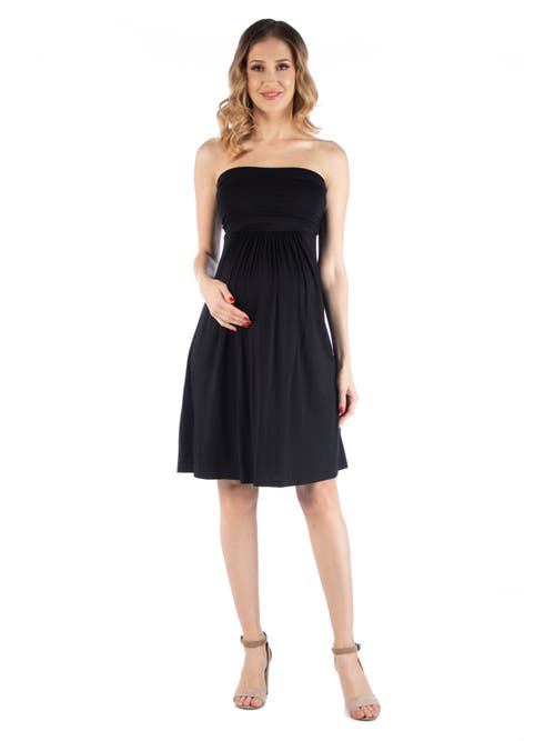 24seven Comfort Apparel Maternity 24seven Comfort Appare Knee Length Strapless Mini Dress In Black
