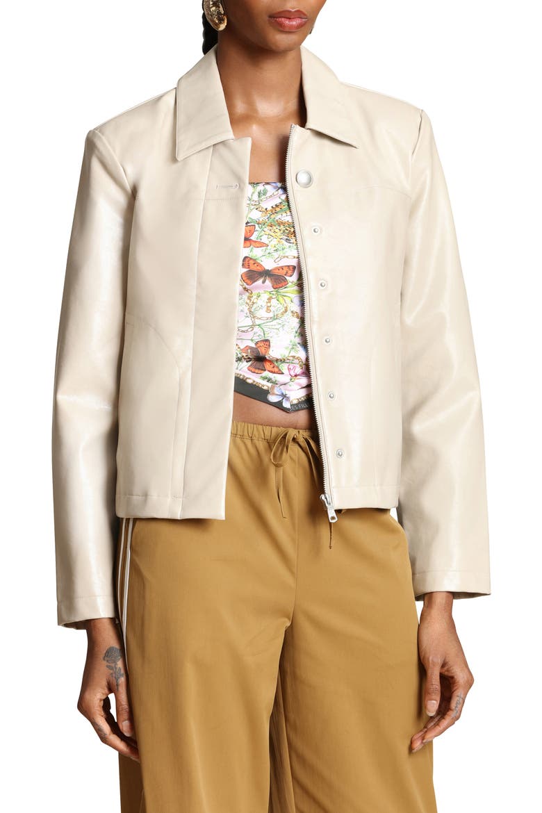 Faux Leather Jacket, Main, color, OAT