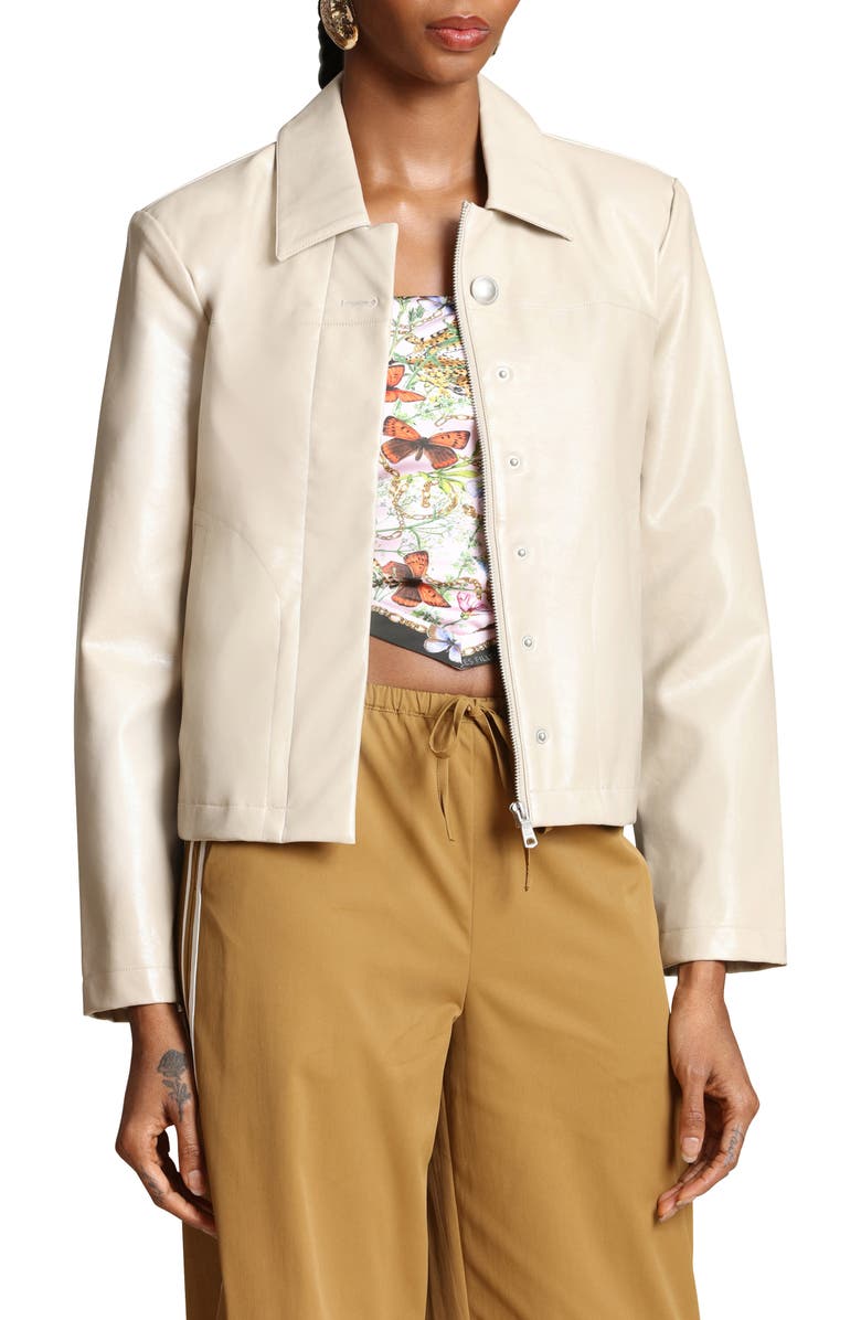 Avec Les Filles Faux Leather Jacket, Alternate, color, Oat