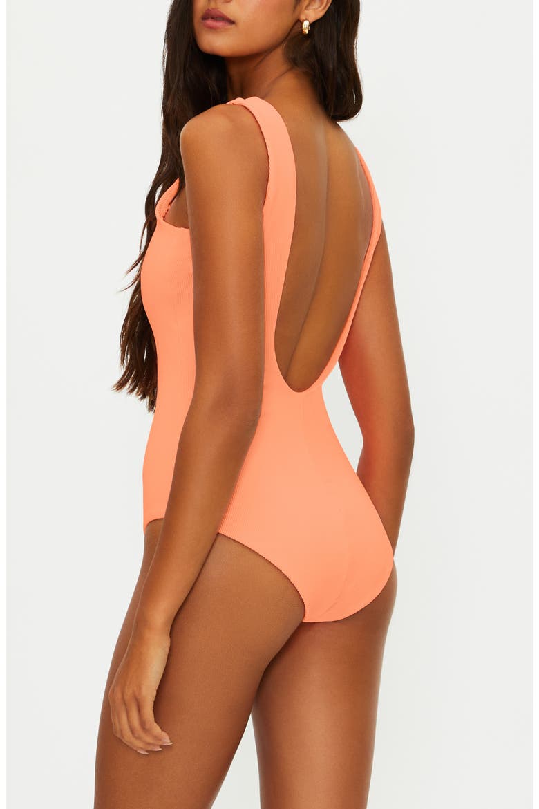 Tropez V-Wire Rib One-Piece Swimsuit, Alternate, color, GUAVA